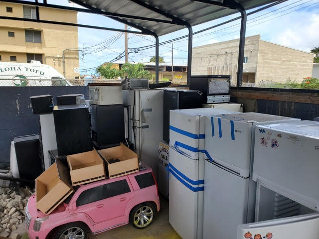 Old refrigerators ready to be removed by Oahu Dump Run
