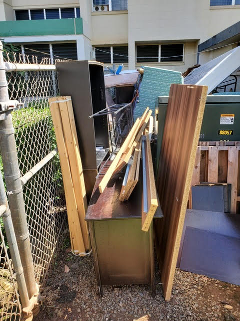 Pile of junk in Halawa, HI that is ready to be picked up by Oahu Dump Run